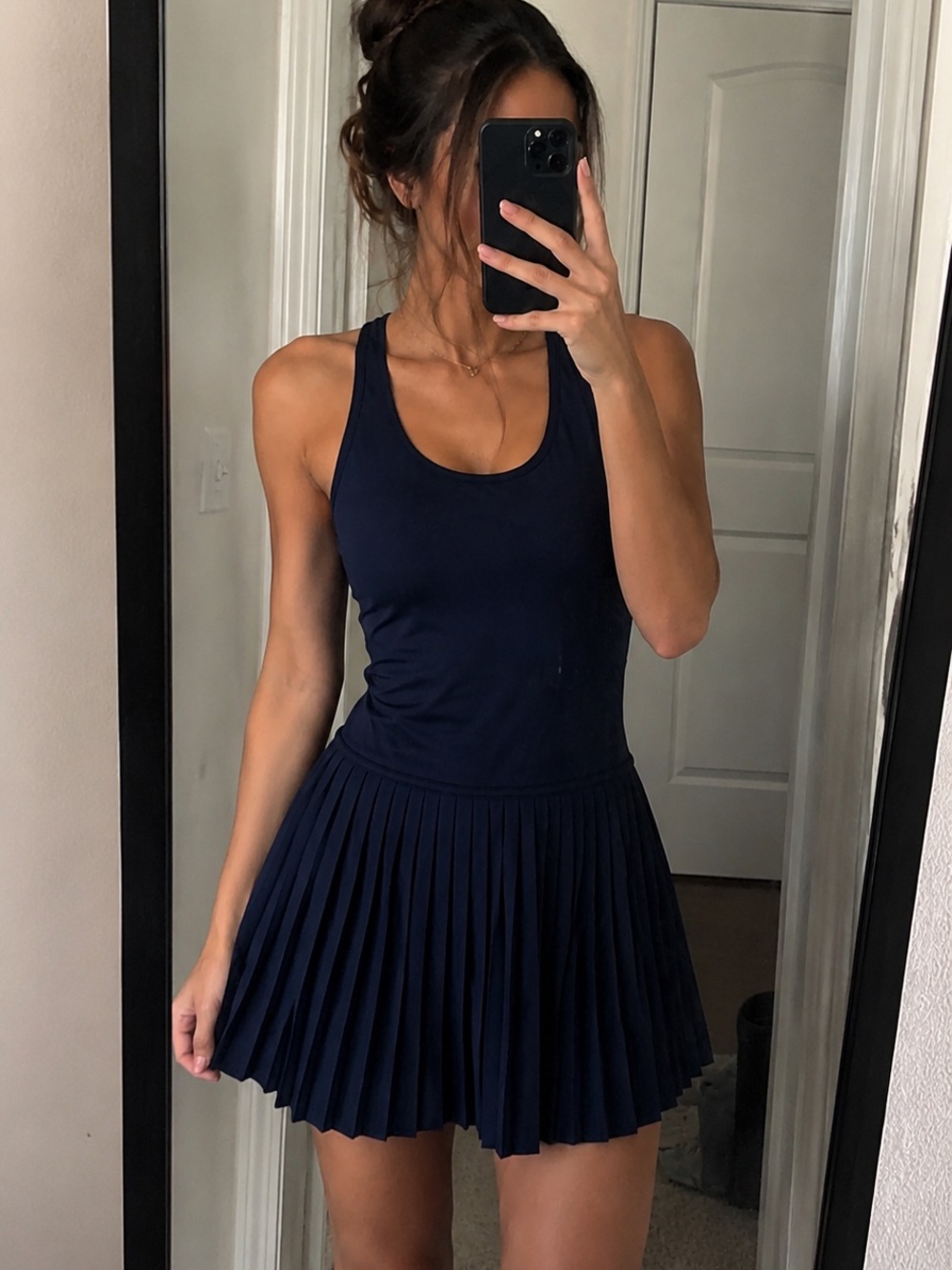 Yogalicious Navy Pleated Tank Dress